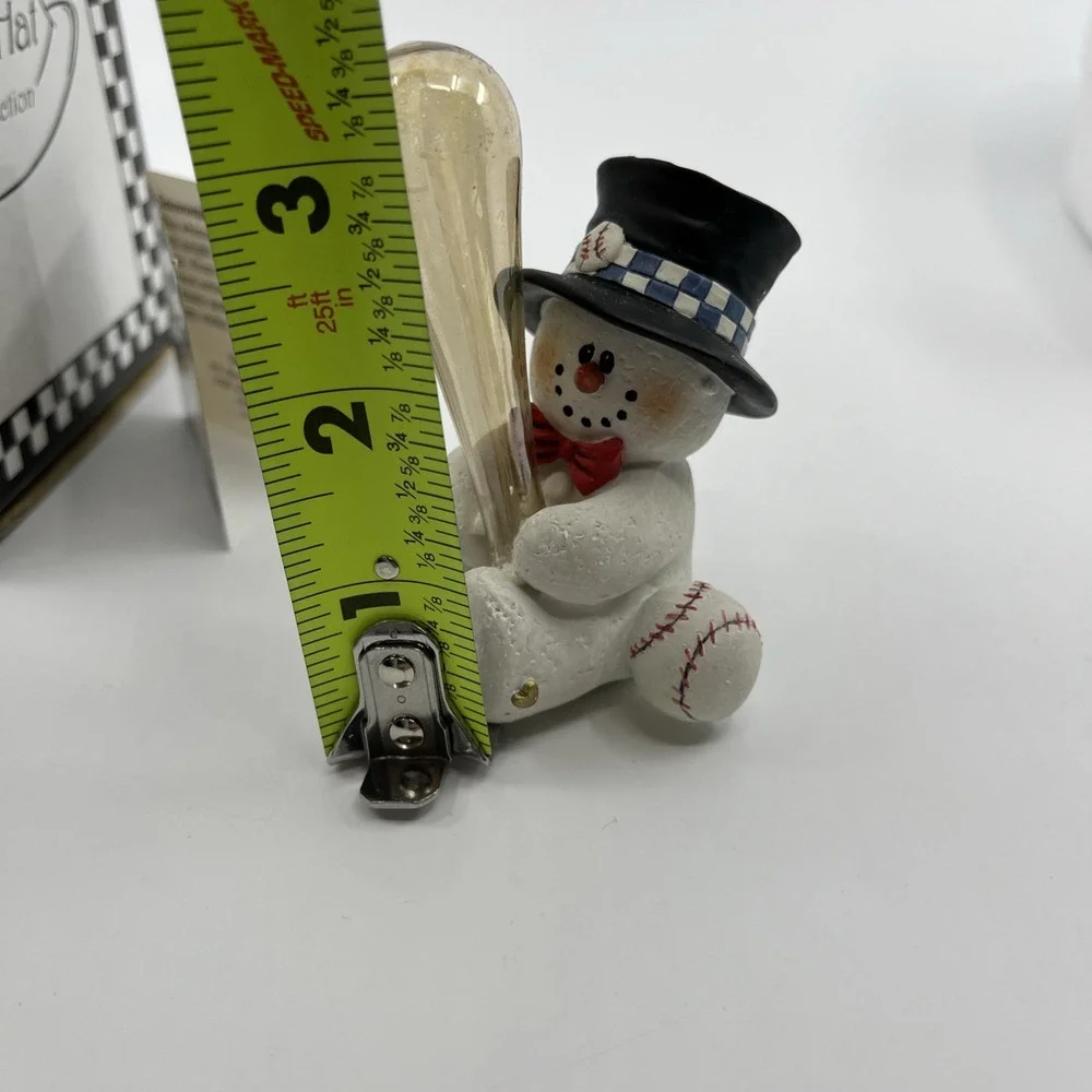 Baseball Top Hat Snowman With Blown Glass Bat Sarah's Attic SnoWonders